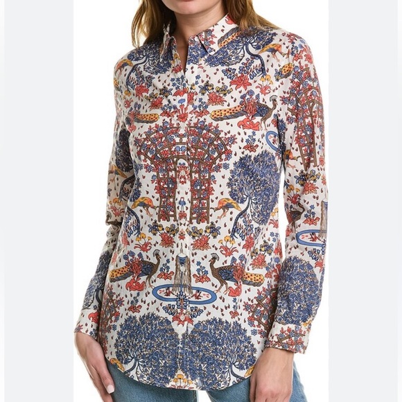 J. McLaughlin Tops - J McLuaghlin Lois Blouse bird floral print button down shirt